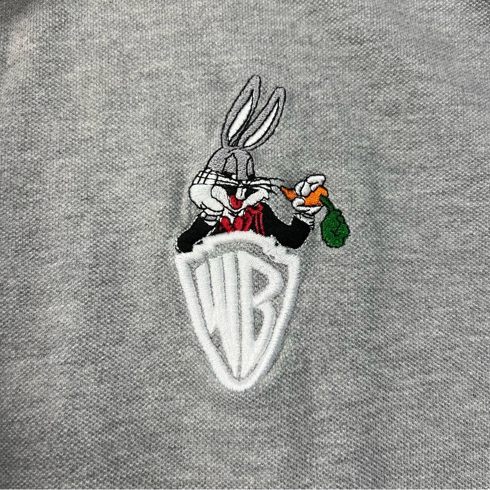 Vintage 1991 Bugs Bunny WB Polo Shirt XL Gray - Picture 4 of 9